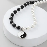 couples yin yang pendant clavicle chain for women and men taiji black with white yinyang choker necklace best friend jewelry