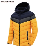 2021 new mens jacket autumn and winter outdoor cotton padded clothes warm color matching hooded detachable jacket coat
