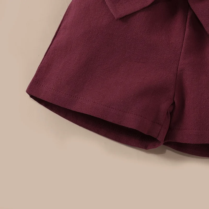 

Summer Baby Girl Clothes Baby Suit Baby Flower Print Suspender Top + Lace Shorts Girl Clothes Set