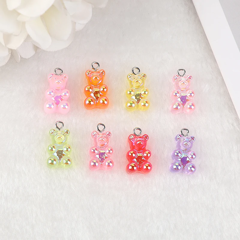 

20pcs AB colors Gummy-Bear Charms Flatback Resin Candy Earring Pendant DIY Accessory For Necklace