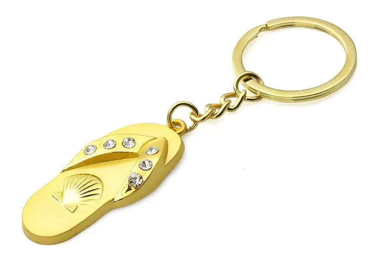 Бесплатный Логотип персонализированный брелок в форме тапочек золотого цвета с