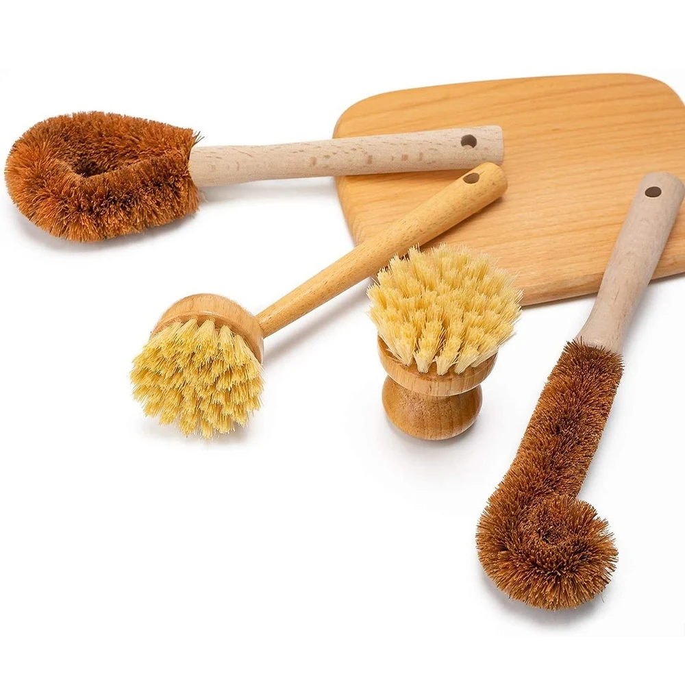 

Natural Wooden Dish Pan Brush Natural Cleaning Dish Brush Set for Vegetable Bottle kitchen Dish Bowl Tableware Washing Cleaning