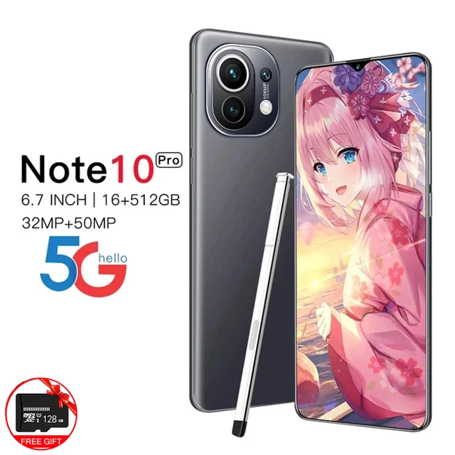 

Note10 Pro 6.7 Inch Android Smartphone Full Screen With Stylus 16+512GB 50MP HD Camera Global Version Unlocked 4G 5G Mobilephone