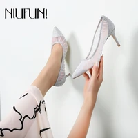 summer fashion pointed sexy transparent lace stiletto high heels sequin wedding women shoes 2021 silver shiny party dress shoes