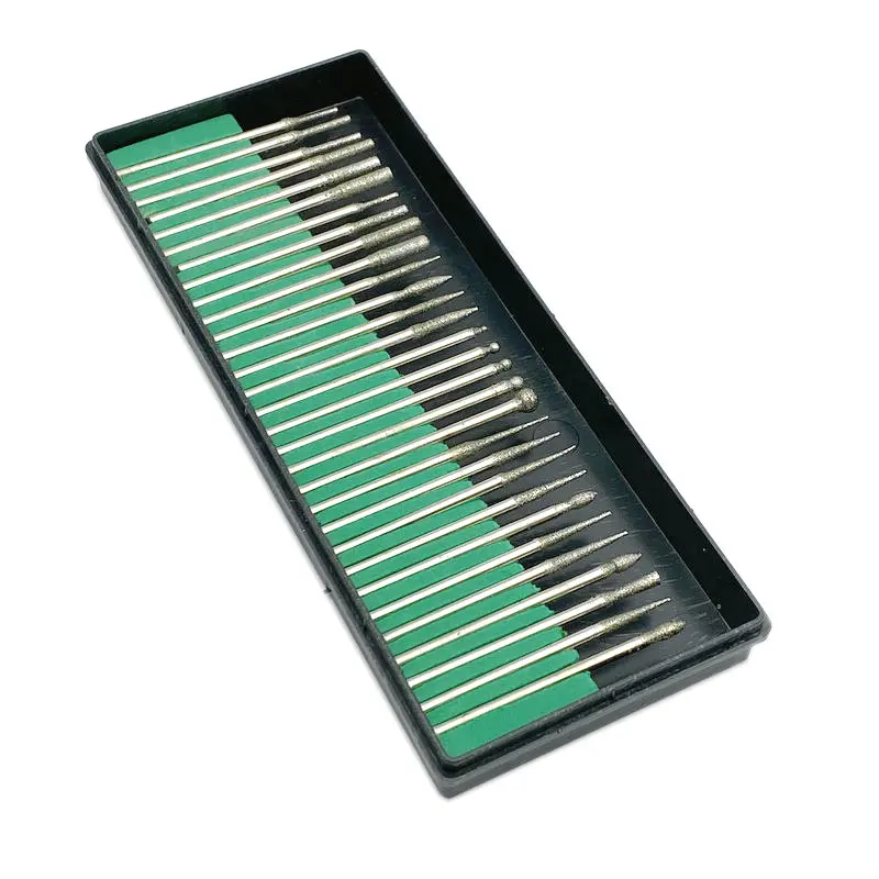 Алмазные шлифовальные буры с хвостовиком 30 шт. 2 35 мм игольчатый гравировальный