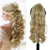 azqueen wavy high temperature fiber synthetic hair ponytail hairpiece blonde gray clip in hair extensions claw