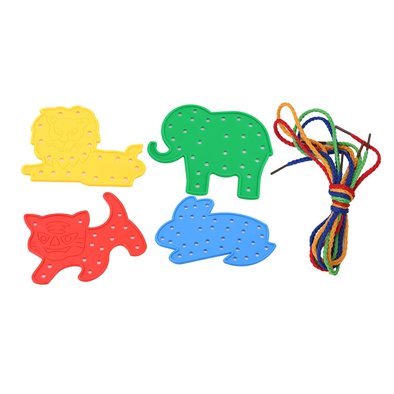 

Puzzles Toy 4Pcs/Set Animal Lacing Shapes Threading Laces Education Toys Children Educational Thread Embroidery DIY Toys Gift