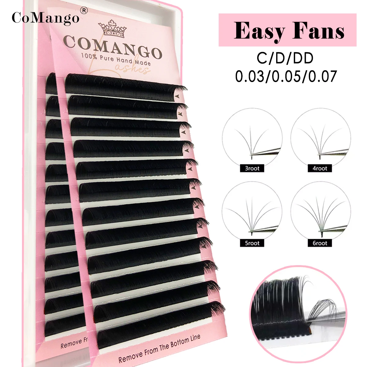 

CoMango Easy Fan Volume Eyelash Extension Blooming Lashes Self-making Flowering Fast Fans Eyelashes Bloom Thick Faux Mink Lash