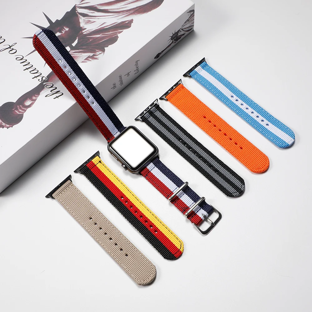 Ремешок NATO для Apple watch 4 5 band 44 мм 40 мм iWatch band 42 мм 38 мм спортивный нейлоновый браслетный ремешок для часов Apple watch 4 5 3 42/38 мм