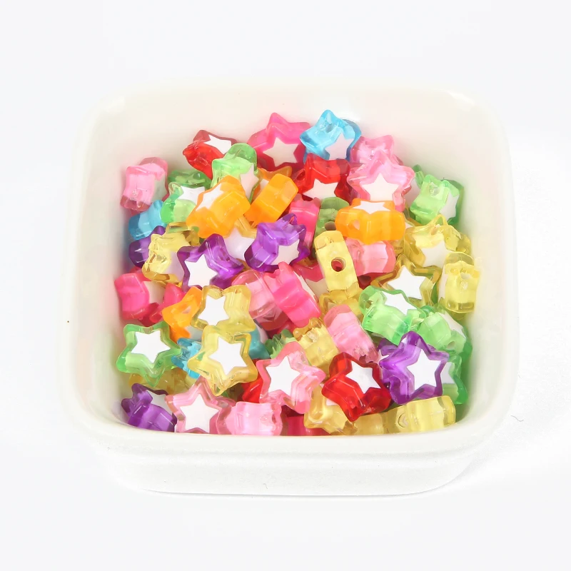 50Pcs Mixed Pentagram Acrylic Double Beads For Jewellery Marking Loose Spacer Bracelet Necklace Charm Jewelry Finding | Украшения и