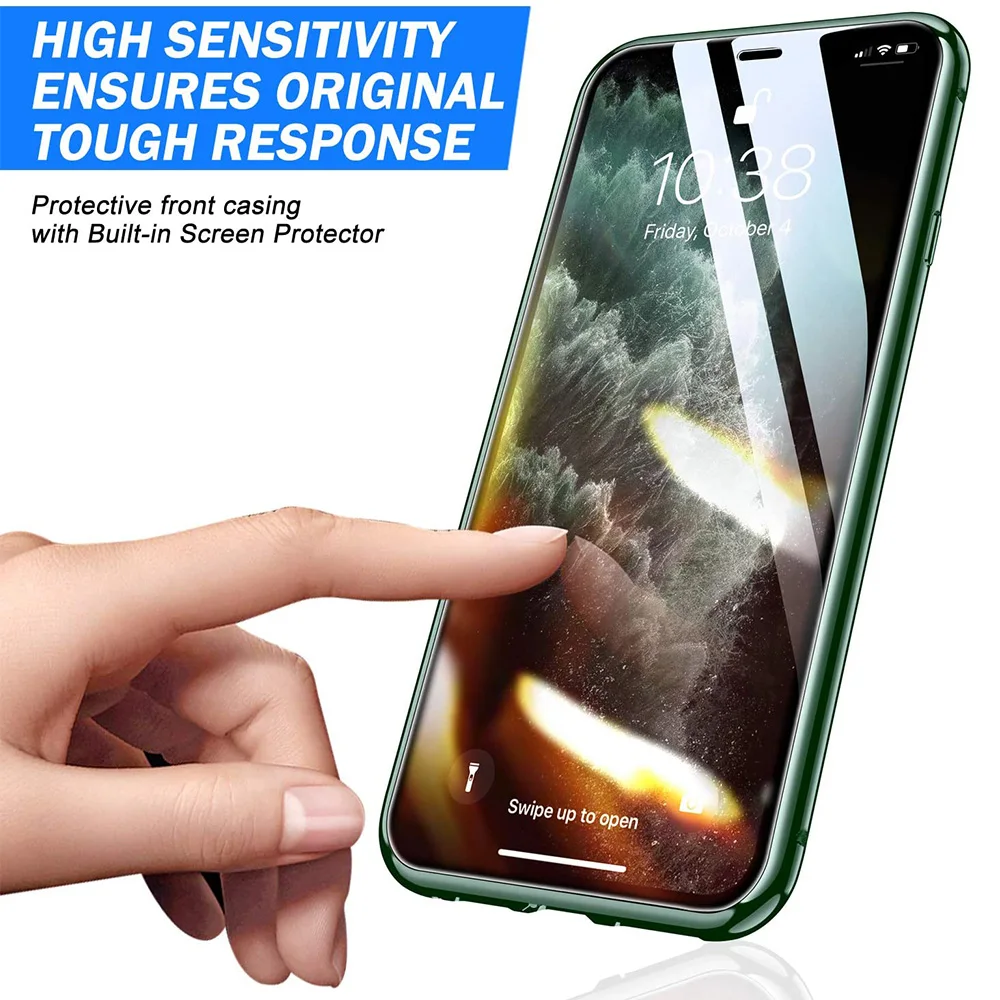 Закаленное стекло полное покрытие магнит телефон Прозрачный чехол для iPhone 11 Pro Max