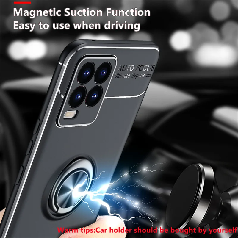 for oppo realme 8 pro case for realme 8 pro cover phone back tpu soft ring magnetic holder for cover oppo realme 8 pro 8i fundas free global shipping