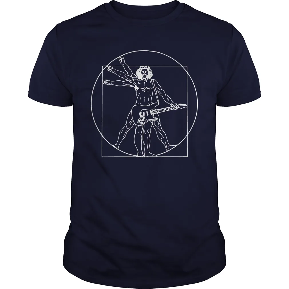 

Funny Leonardo Da Vinci Rock Star Vitruvian Guitarist T-Shirt. Summer Cotton Short Sleeve O-Neck Mens T Shirt New S-3XL