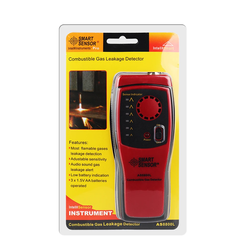 

High Sensitivity Handheld Natural Gas Detector Combustible Gas Leakage Location Analyzer Indication Light Alarm Buzzer