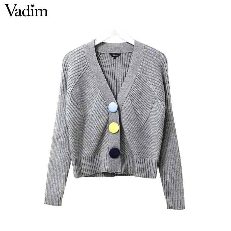 Vadim женские стильные вязаные кардиганы с пуговицами и v-образным вырезом свитера