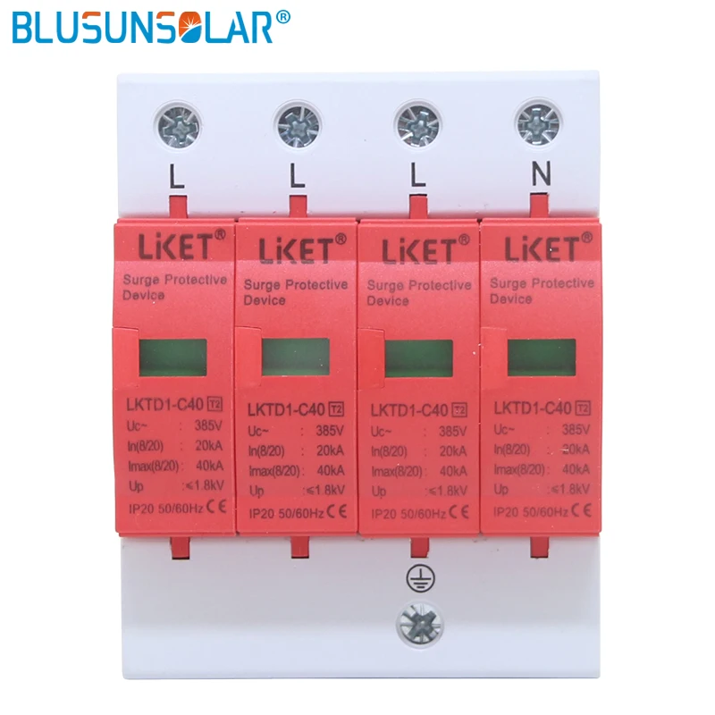 

Free shipping 1pieces Household 4P 30-60KA and 40-80KA 385V AC Low-voltage Anti-lightning SPD Surge Protective Device