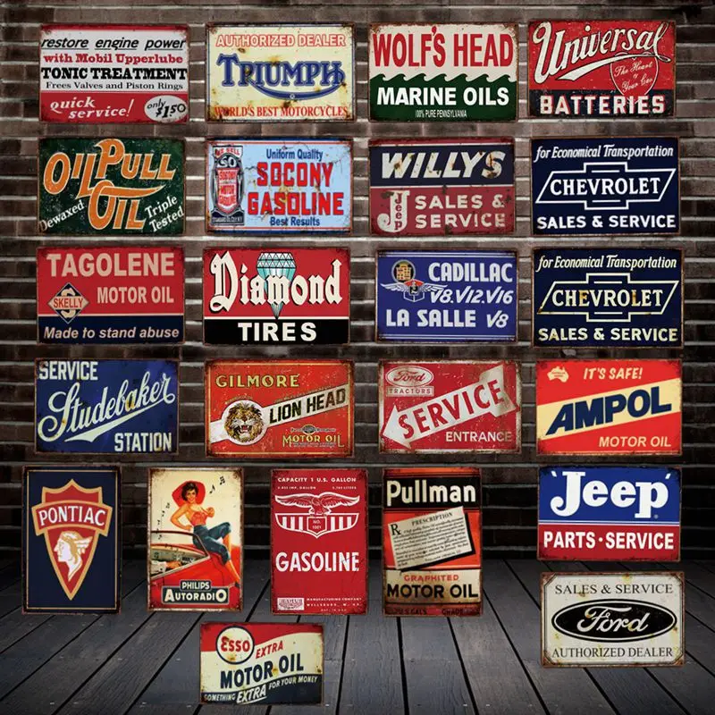

[ DecorMan ] Diamond TIRES ESSO TIN SIGN Custom Marina Motor oil Stickers Paintings Bar PUB Decor LT-1869