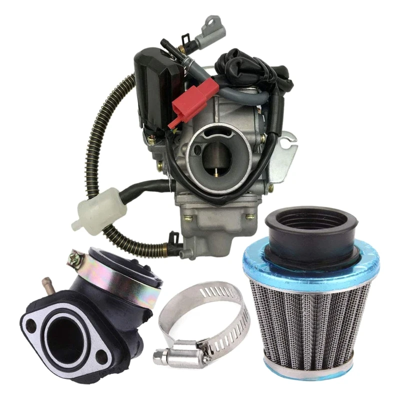 

150cc Carburetor for GY6 4 Stroke Engines Electric Choke Motorcycle Scooter 152QMJ 157QMI with Air Filter Intake Manifold