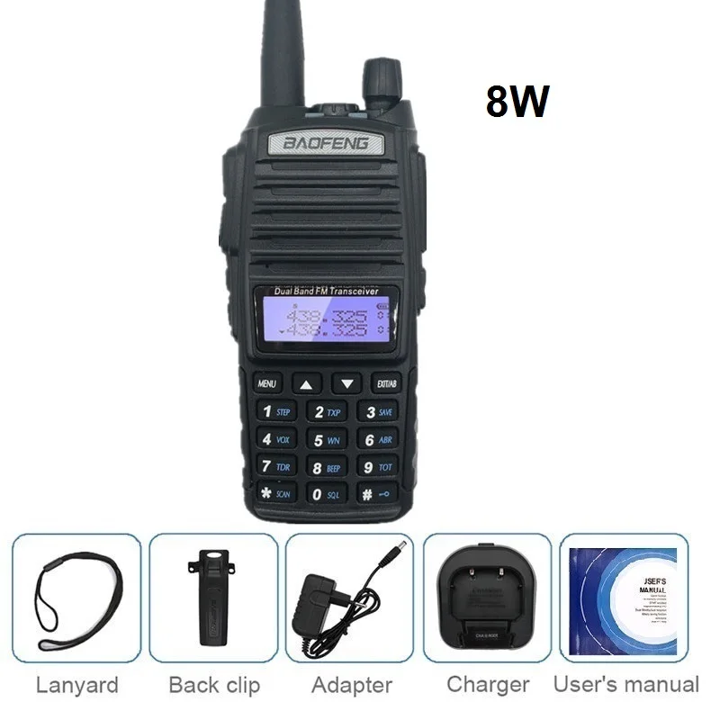 1pcs 8W 8 Вт BAOFENG UV-82 рация VHF UHF морской Ham CB радиоприемник сканер UV 82 PMR 446 охотничий двухсторонний радиоприемник VOX UV-82HP - Цвет: 1pcs 8W