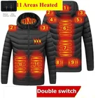11 Зимняя теплая куртка, жилет с подогревом USB, умный термостат, одежда с капюшоном и подогревом, водонепроницаемая Теплая стеганая куртка 6XL