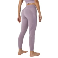 women high quality pocket hollowed out splicing hip lifting sports running fitness yoga pants