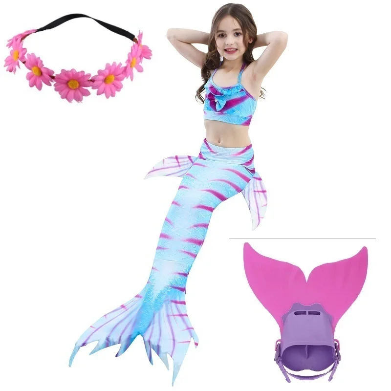 Плавающие хвосты маленькой русалки хвост с монофина Флиппер Детский костюм для
