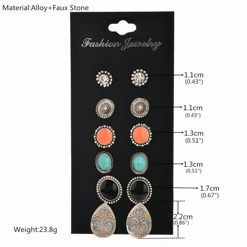 Модные готические серьги гвоздики из сплава с кристаллами геометрические