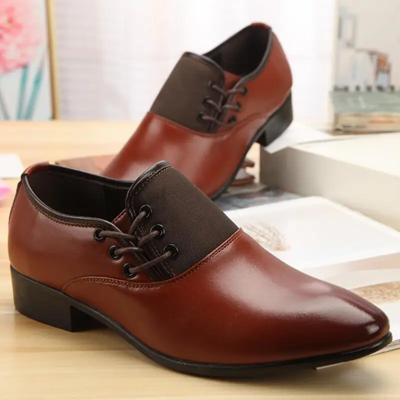 

2021 Men Dress shoes PU Leather Shoes Slip on Fashion Men Leather Formal Male Shoes Oxford Pointed Toe Shoes for Men