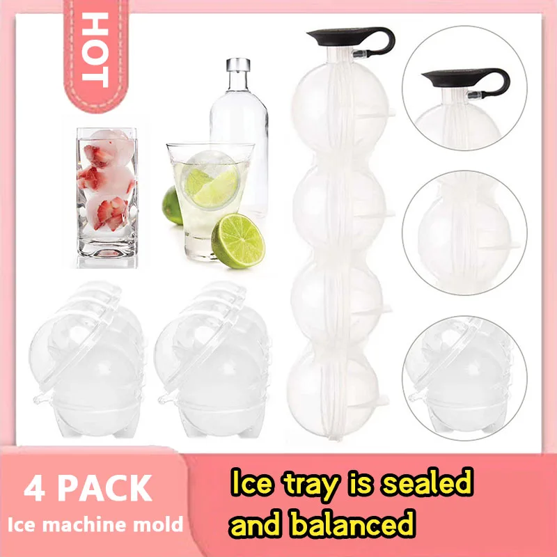 

Форма для льда с 4 отверстиями, форма для льда, форма для льда, гибкая силиконовая форма для виски, «сделай сам», круглый шар для льда, инструм...