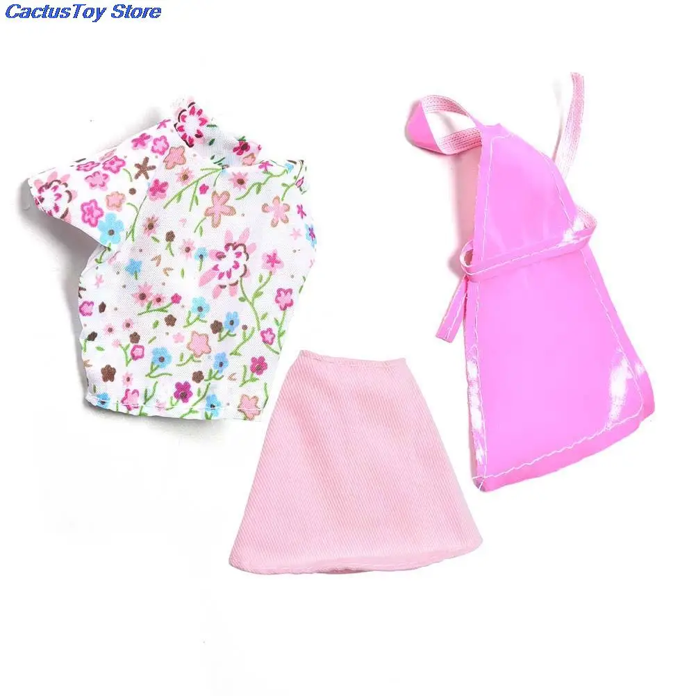 3 шт./компл. популярная розовая и синяя Детская Одежда для кукол с фартуком