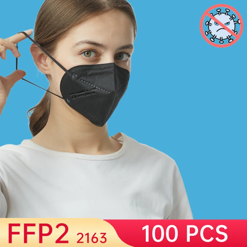Улучшенная 6 слойная маска FFP2 одобренная Fpp2 Kn95 черные маски многоразовая Fp2