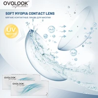 OVOLOOK-2PCS Pair Myopia Contact Lenses for Vision Correction Transparent Prescription Lenses with Diopters Eye Contacts 14mm