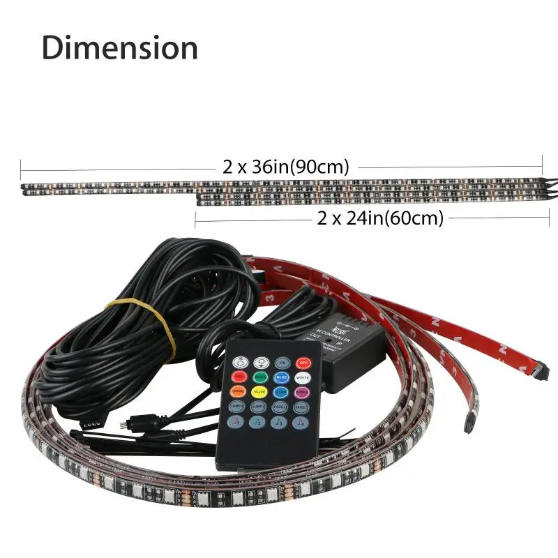 4 шт мульти Цвет RGB 180 светодиодный 5050 SMD светодиодные ленты под автомобилей Tube