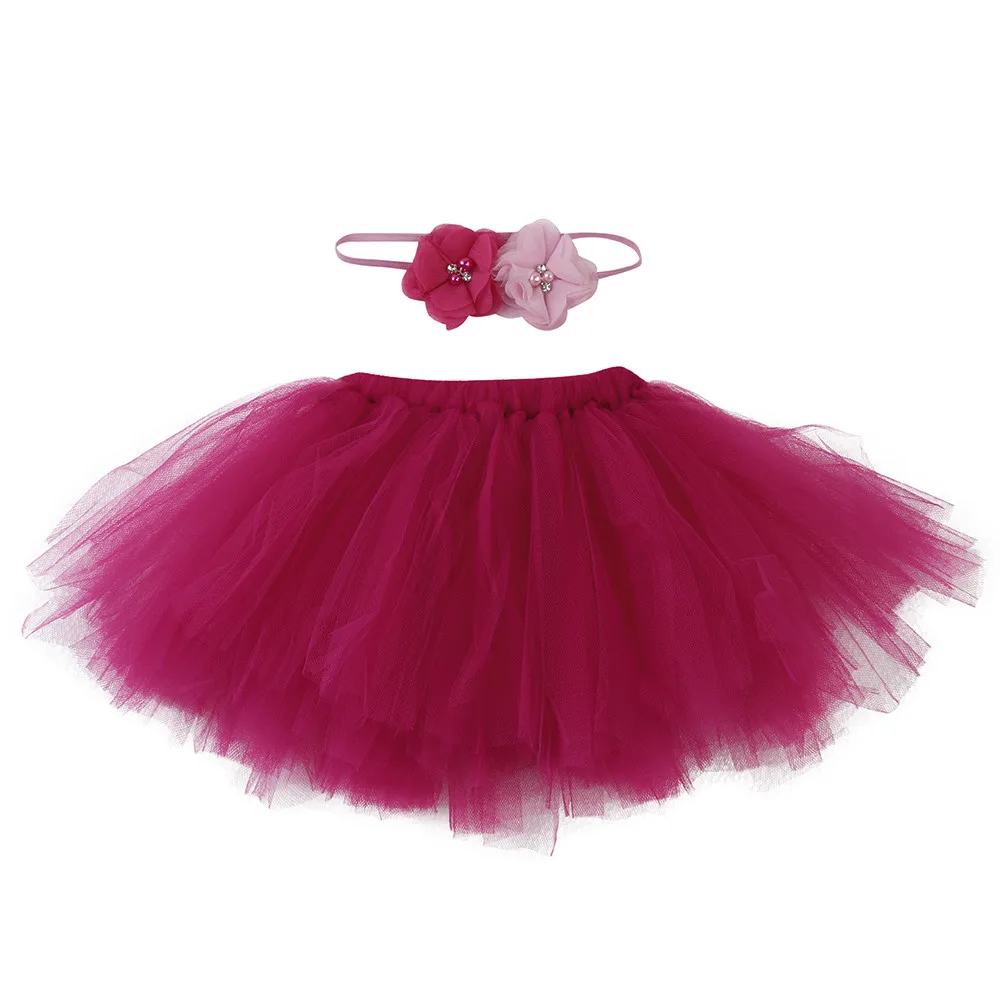Hot Pink Реквизит для фотосессии новорожденных; костюм для младенцев; нарядная юбка-пачка принцессы для малышей; повязка на голову; реквизит для фотосессии с реальным фото - Color: Hot Pink