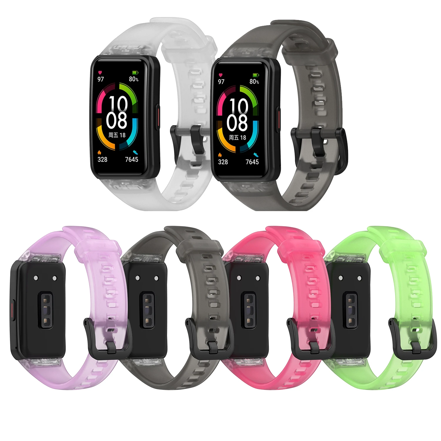 

Transparent Silicone Waterproof Strap Band For Huawei band 6 pro Honor Band 6