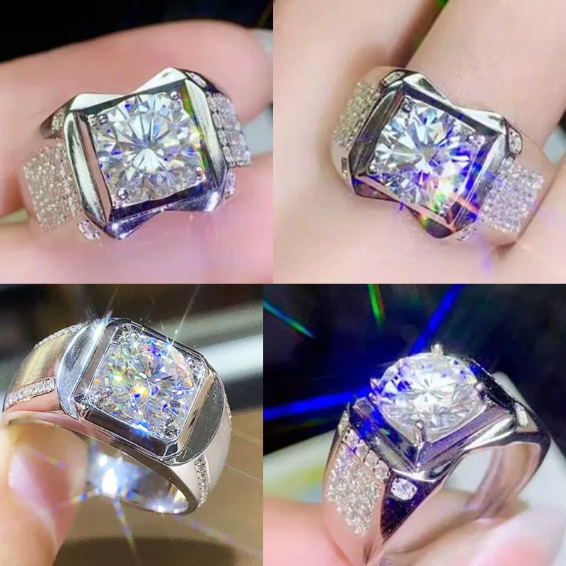 

Business Style Men's Ring Silver Color Inlaid Sparkling Crystal Rhinestone Male Ring for Wedding Jewelry Accessories