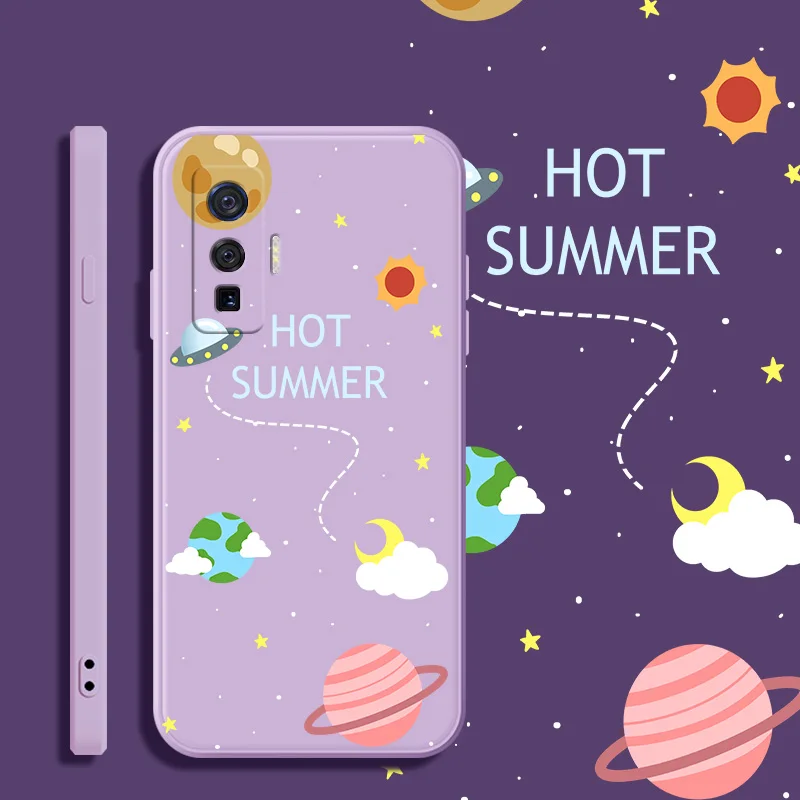 

For Vivo iqoo 5 Pro Soft TPU Silicone Protective Square Phone Case Colorful Planet Anti-fall Back Cover Fundas