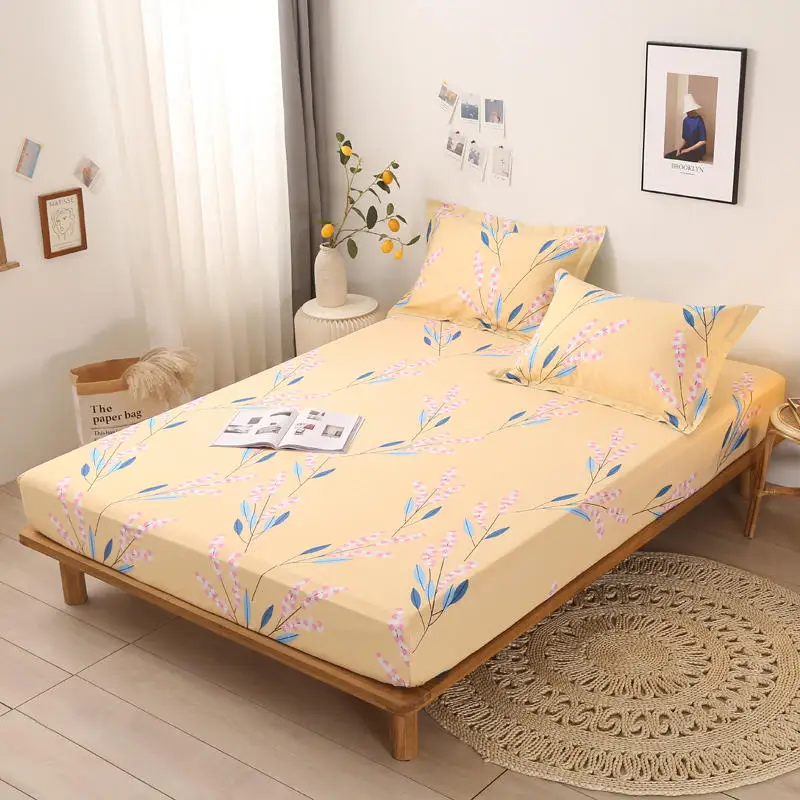 Наматрасник 1 шт. 100% хлопок двухслойный Королевский размер простыня с цветочным