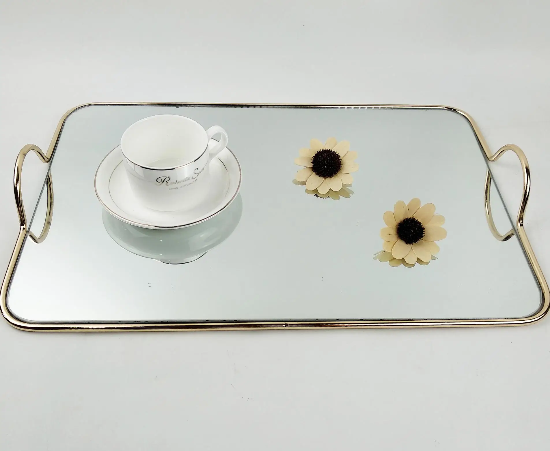 Прямоугольный зеркальный поднос подсвечник Дисплей лоток напиток Чай