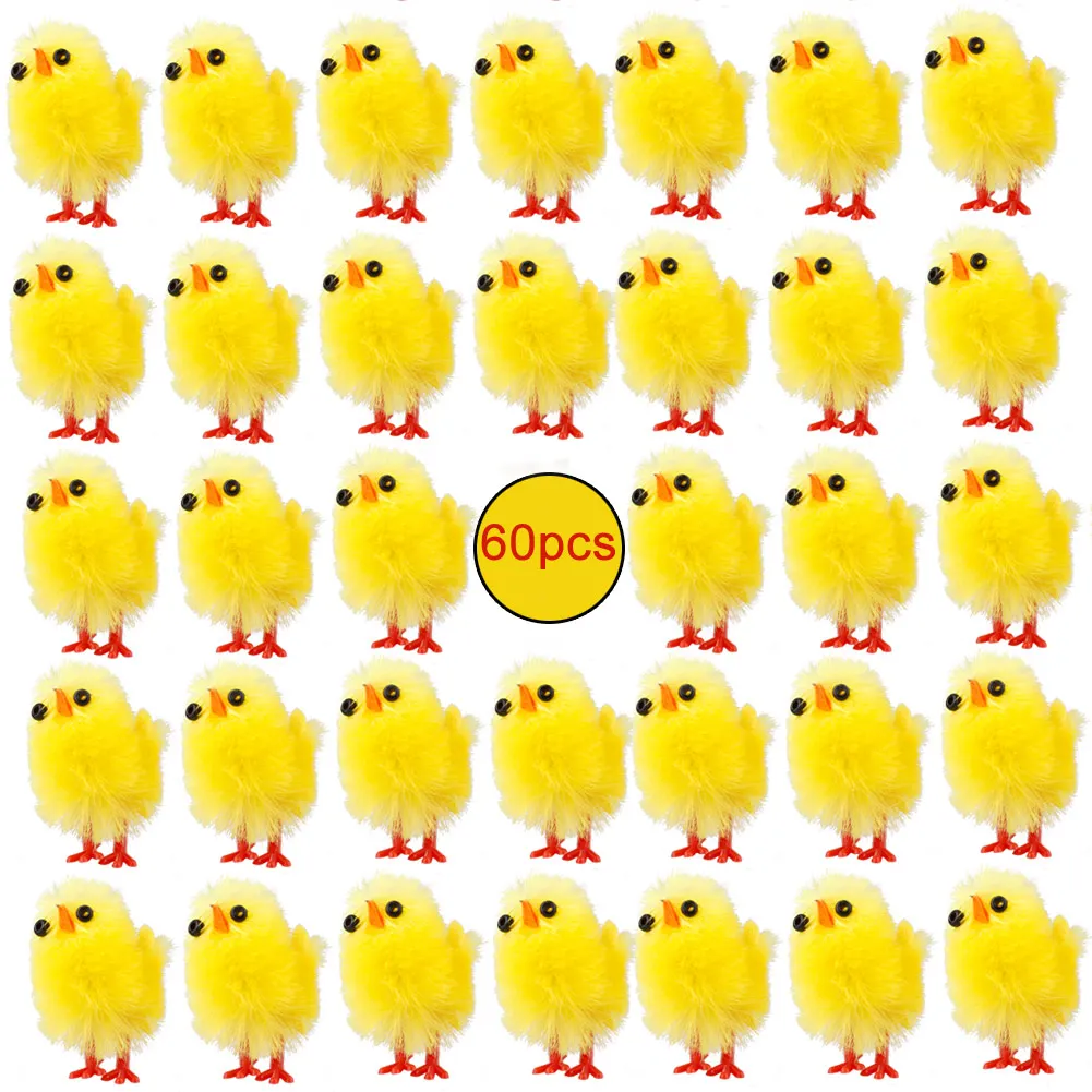 12/60 шт. имитация пасхального цыпленка желтое милое мини искусственное домашнее