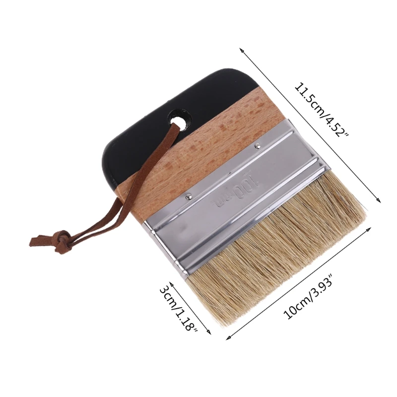 

Wide Flat Chalk Paint Wax Brush Ergonomic Wood Handle Natural Bristle Brushes Furniture DIY Painting Waxing Tool