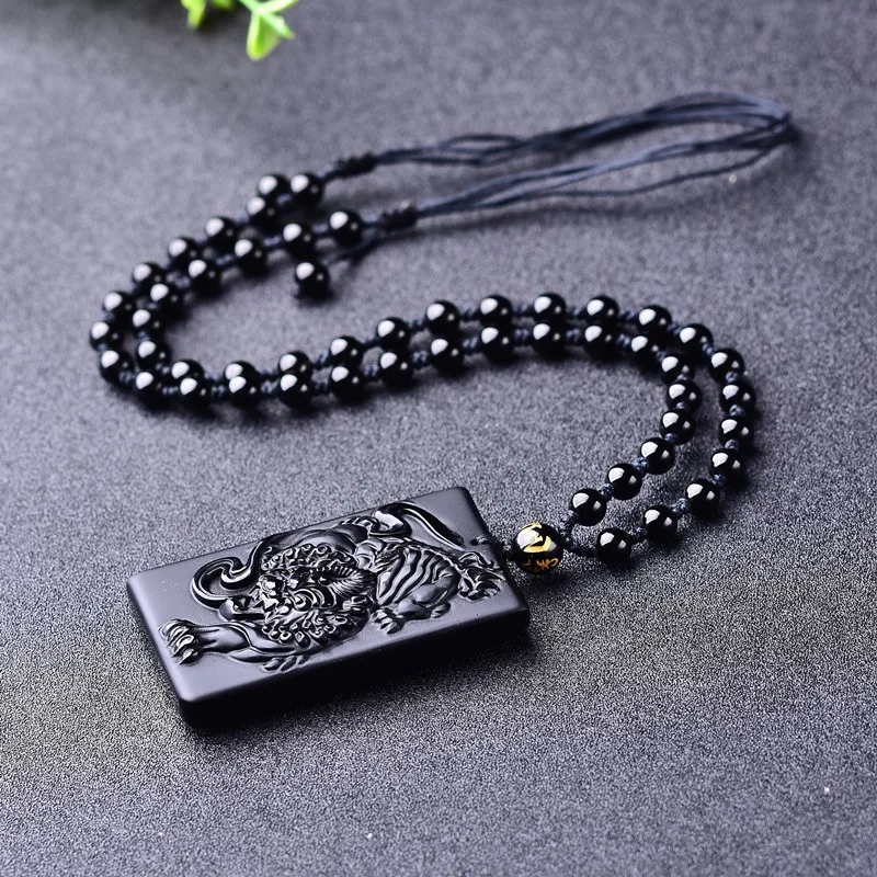 Падение корабля нефритовые украшения черный обсидиан ожерелье с единорогами