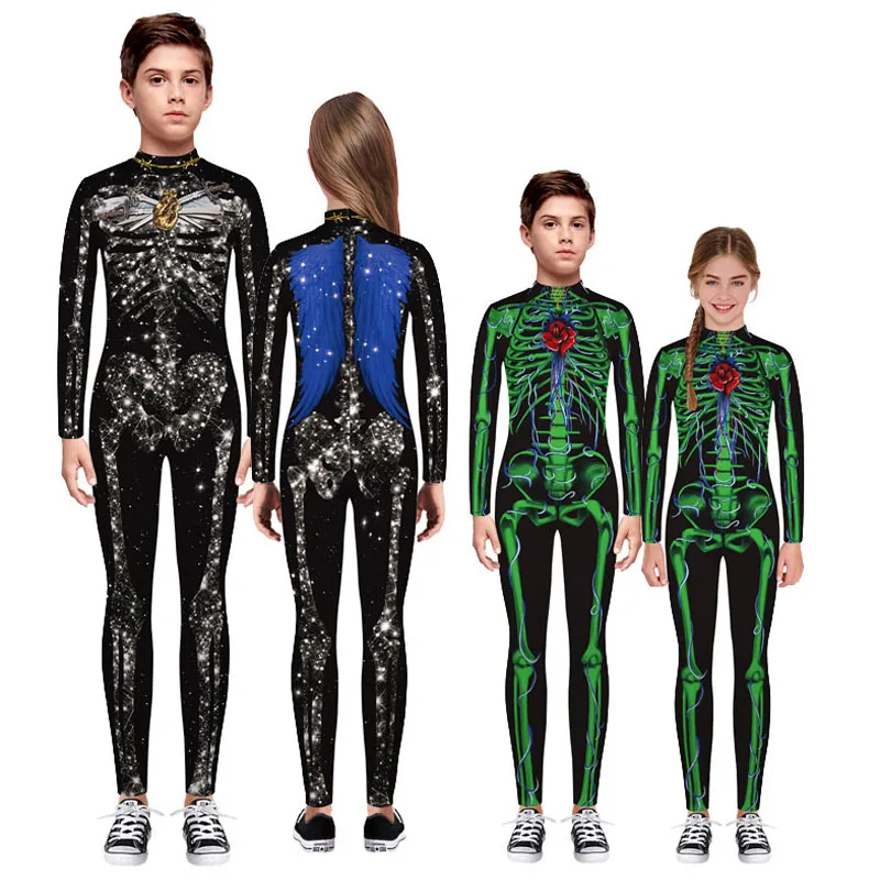 Хэллоуин Страшные костюмы для косплея детей костюм скелета демон вампир