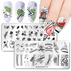 Трафареты NICOLE DIARY для стемпинга ногтей, инструменты для нанесения изображения кружева, цветка, фруктов, мрамора, геометрической печати