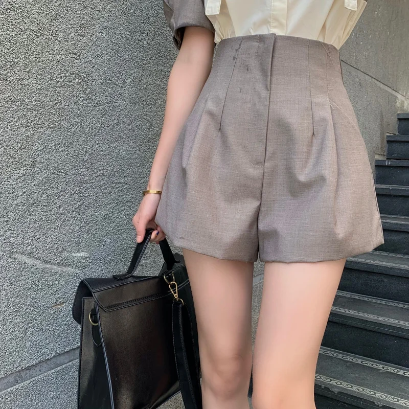 

Elegant Female Summer New Vintage Chic Lapel Puff Sleeve Patchwork Blouse Shirt Crop Top+High Waist Shorts Women 2 Two Piece Set