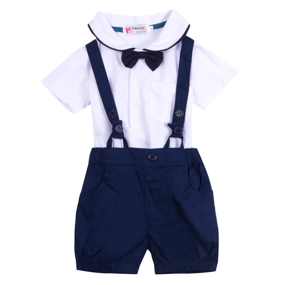 

Комплект одежды для маленьких мальчиков, новинка, модный джентльменский костюм, хлопковая однобортная рубашка с отложным воротником, белый...