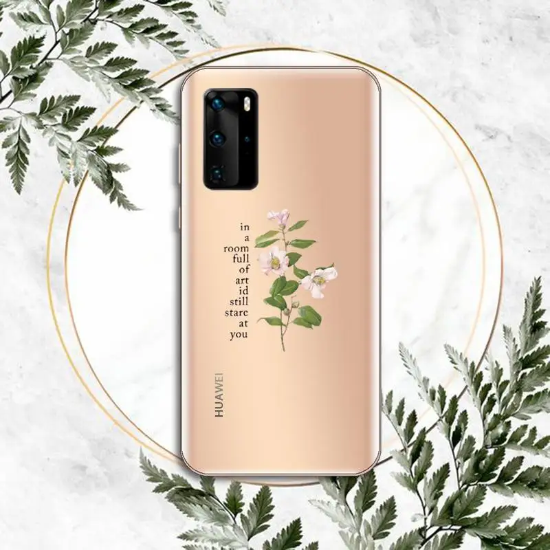 

Flower Summer Pink Phone Case Clear Transparent for huawei honor P 40 30 20 lite Pro 10 i 8 9 x p smart 2019