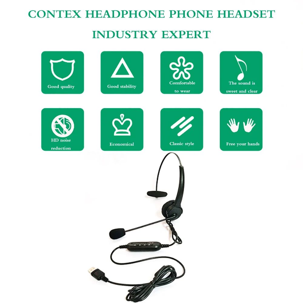 

USB Stereo Headset Wired Earphone With Noise Reduction Microphone Laptop Earphone With Voice Control Computer Headset