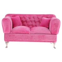 16 miniature dollhouse sofa with pillows pink mini suede sofa for dollhouse decorate furniture accessories