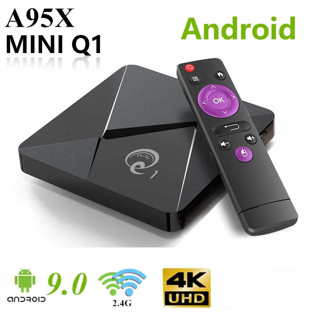 Q1 Мини Смарт ТВ бокс Android 9 0 Rockchip RK3229 Youtube 2 Гб 16 4 ГГц WIFI Bluetooth 4K четырехъядерный Google